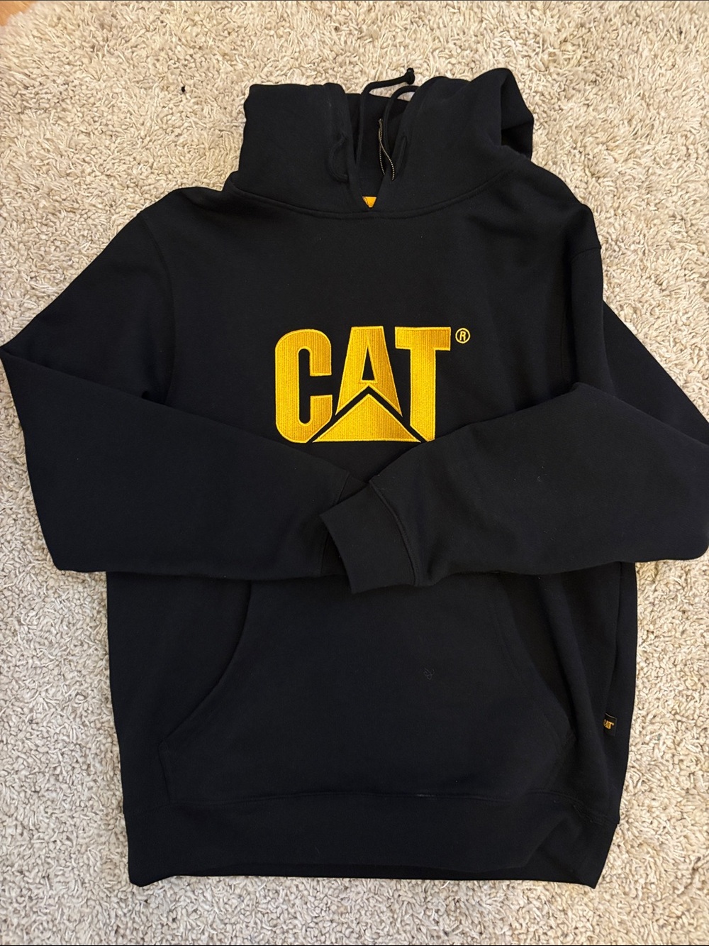 CAT Logo Black Hoodie with Yellow Embroidery